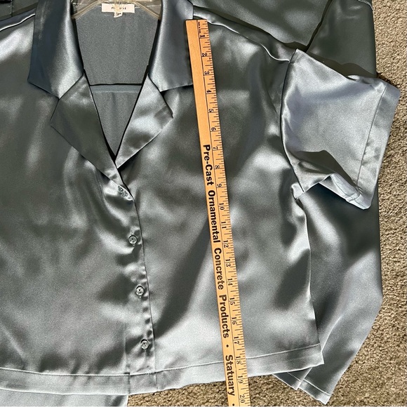 Pleione Satin Cargo Pants Shirt Set Steel Blue - Picture 9 of 10